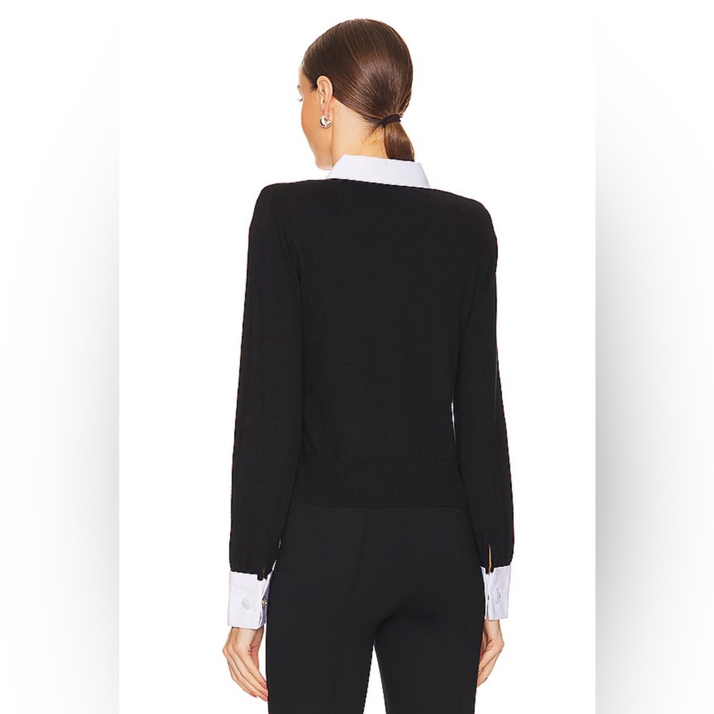 L'AGENCE April Poplin Collar Pullover in Black - Picture 8 of 16